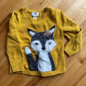 Old Navy kids yellow sweater with cute fuzzy fox